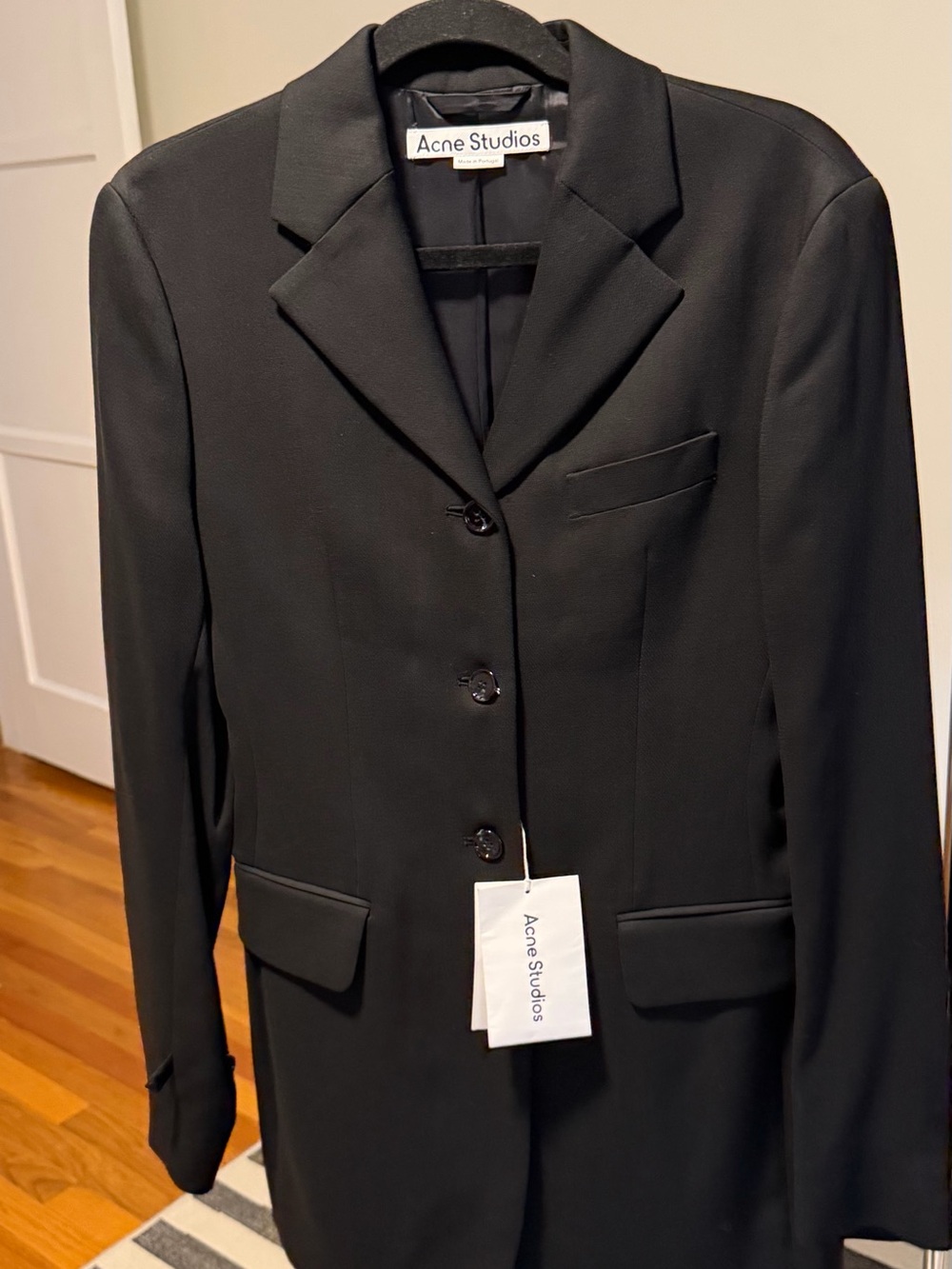 NWT Acne Studios Black Wool Blend Fitted Blazer Jacket FR 32